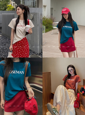 MINI STUDIO徐琳  美式休闲莫兰迪复古色系字母印花多色TEE