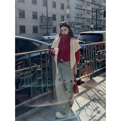 12/2  10AM  徐琳「vtg主义」复古刺绣带垄棉加绒牛仔直简裤