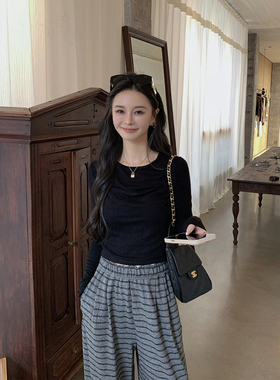 MINISTUDIO徐琳「人间嗲精」肌理感针织莱赛尔混纺叠穿假两件上衣