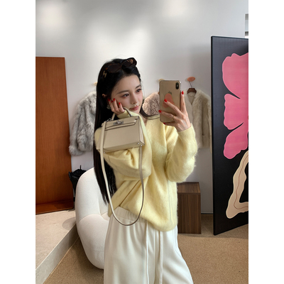 12/23  10AM 徐琳「暖冬云雾」v领绵羊毛混山羊绒毛衣上衣开衫