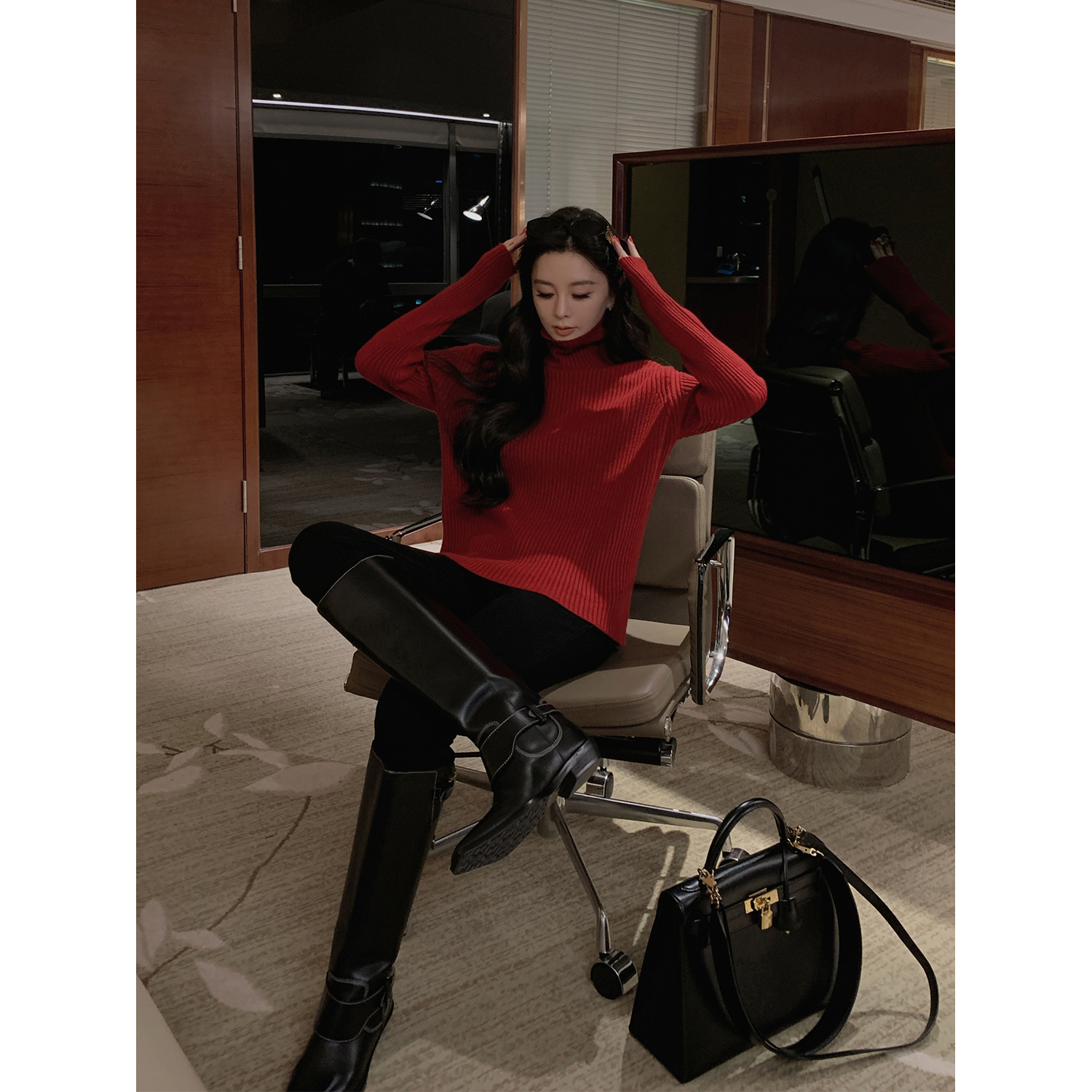 11/11 10AM徐琳「韩女小脚裤」私服款宽边高腰渐变牛仔紧身小脚裤