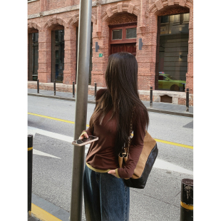 MINISTUDIO 上衣t 徐琳「叠穿主义」小众撞色绵羊毛混纺假两件长袖