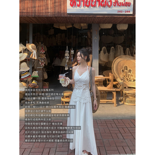 MINISTUDIO徐琳「月光情书」波西米亚风镂空蕾丝拼接大裙摆吊带裙