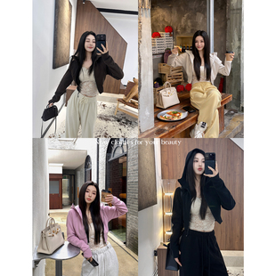 卫衣外套 短款 MINISTUDIO徐琳 运动风时髦拉链连帽修身