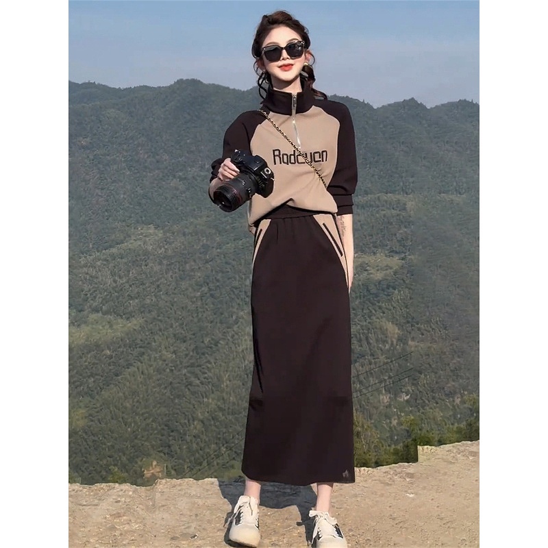 秋冬新款一整套气质穿搭套装裙子高级感洋气卫衣搭配半身裙两件套