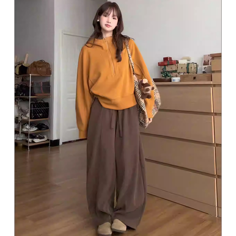 韩风气质卫衣阔腿裤套装女装2025秋季新款高级休闲超火穿搭一整套