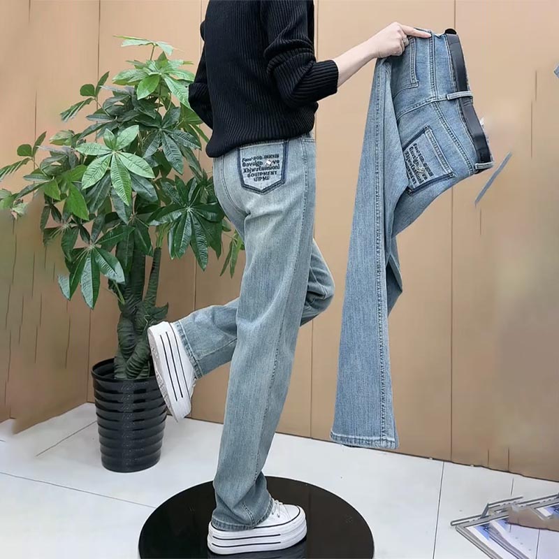 2025春夏季新款窄版直筒牛仔裤女