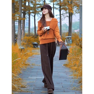 毛线衣女阔腿裤 搭配一整套ootd气质慵懒松弛感针织衫 秋装 巨好看