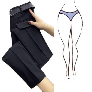 秋冬大码女裤加厚九分直筒烟管裤宽松休闲西装裤微胖女生显瘦裤子