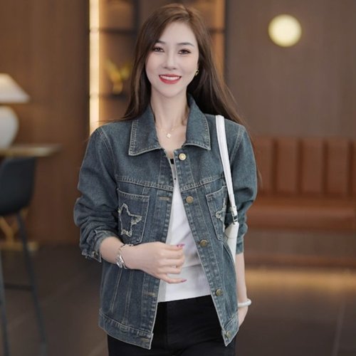 韩版宽松复古秋季新款女外套休闲时尚洋气显瘦牛仔女士上衣女外套