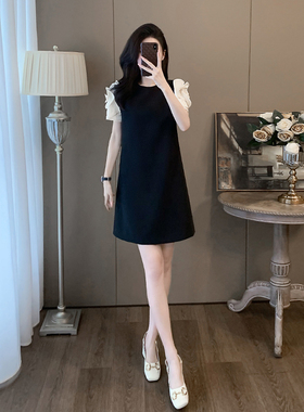 黑色休闲连衣裙女2026夏季显瘦气质高级感遮肉减龄洋气上档次裙子