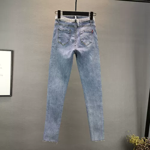 Приталенные джинсы для отдыха, штаны, европейский стиль, высокая талия, облегающий крой, свободный прямой крой