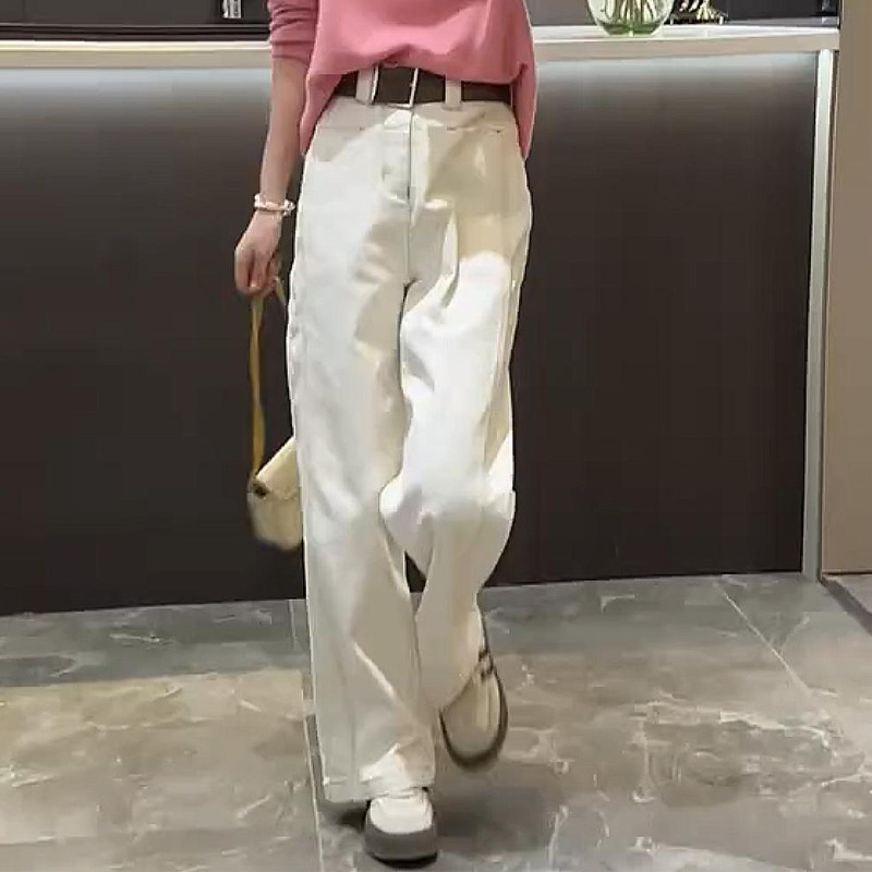 网红显瘦高腰减龄阔腿牛仔裤女2024春秋季新款时尚百搭宽松直筒裤图片