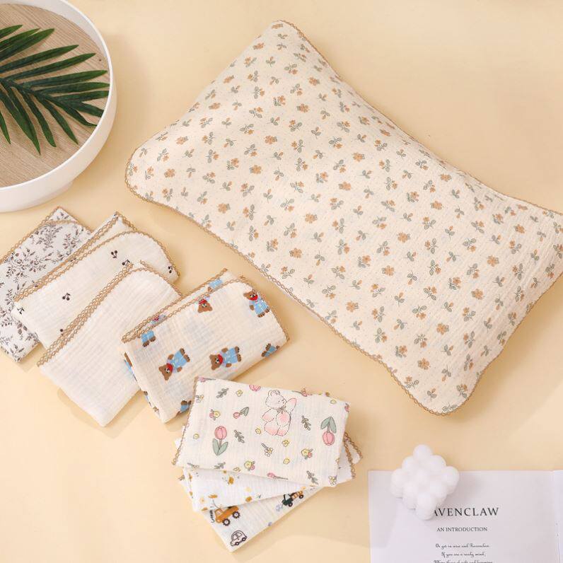 儿童枕巾纯棉a类四层纱布卡通可爱2-12岁婴幼儿宝宝四季枕头巾