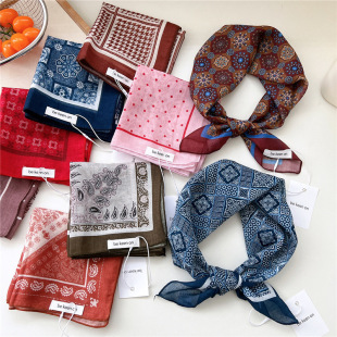 55cm棉麻时尚小方巾春夏秋季薄款装饰围巾空调房护脖领巾发带头巾