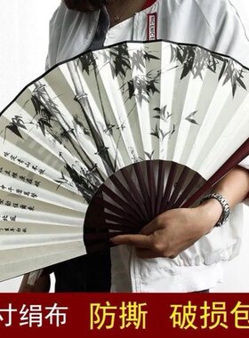扇子霸气折扇古风便携黑骨竹