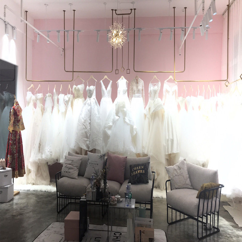 U形婚纱陈列架童装吊架铁艺服装店墙上展示架衣柜吊顶悬挂 挂现货