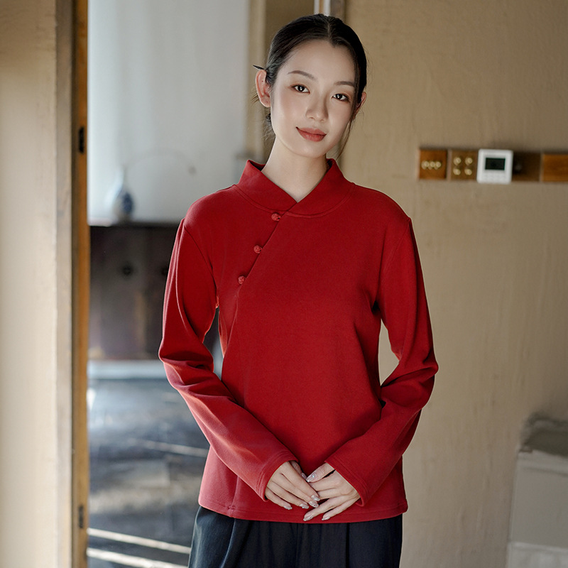 新中式秋季德绒保暖内搭打底衫女