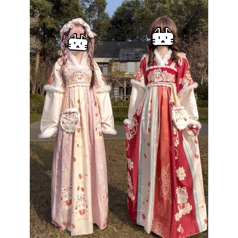 唐制汉服女汉元素女刺绣齐胸儒裙拜年服套装少女超仙古风秋冬款