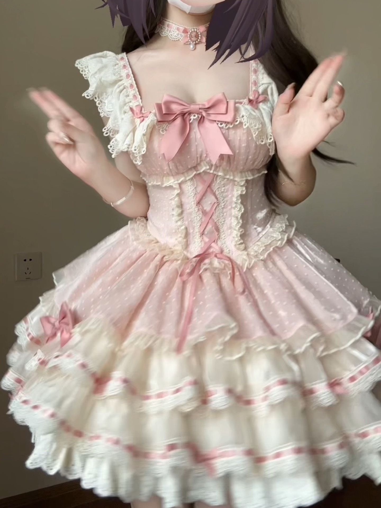 小芙蝶粉色少女芭蕾风蛋糕裙连衣裙Lolita裙洛丽塔jsk可爱少女