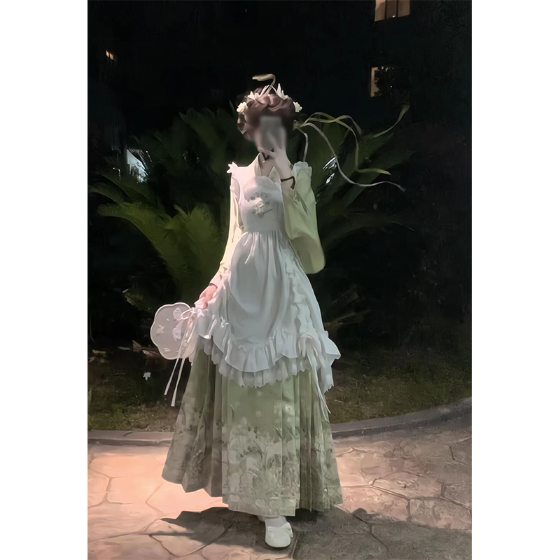 绿色汉洋折衷明制汉服女交领马面裙洛丽塔琵琶日常lolita裙秋冬款