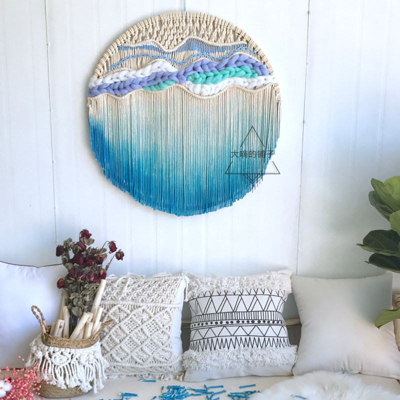 大嘀手作 ins北欧手工编织染色挂毯 民宿客厅卧室装饰挂布 软装在类目 居家布艺, 挂毯/壁毯中 - 来自Buy2taobao.com提供专业的淘宝代购服务