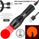 红光E17手电铝合金可充电Type c超亮远射红光照明强光红光灯手电