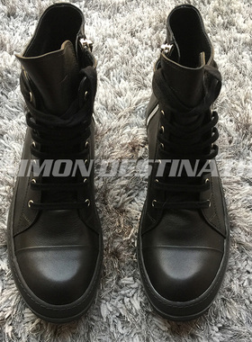 【CD.HOMME】17FW暗黑RO主线TPU香底情侣款高帮系带牛皮全黑定制