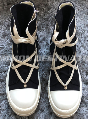 【CD.HOMME】18SS暗黑RO复线TPU底高帮几何绑带帆布五芒星情侣鞋