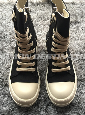 【CD.HOMME】17SS暗黑先锋RO复线TPU底 高帮情侣黑白帆布常青款