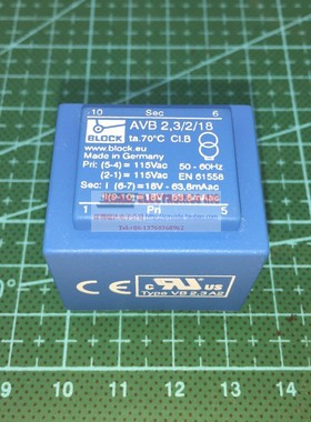 BLOCK AVB2.3/2/18 2.3VA 2X18V 全新原装进口PCB变压器