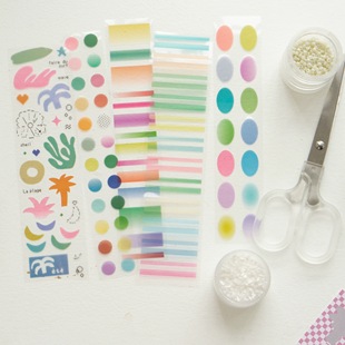 【至橘小铺】栗栗斯椭圆highlight原创透明贴纸pvc胶带迷你圆渐变