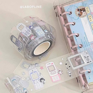 【至橘小铺】线条研究室猫耳挂件切模贴纸卷分装像素胶带装饰手帐
