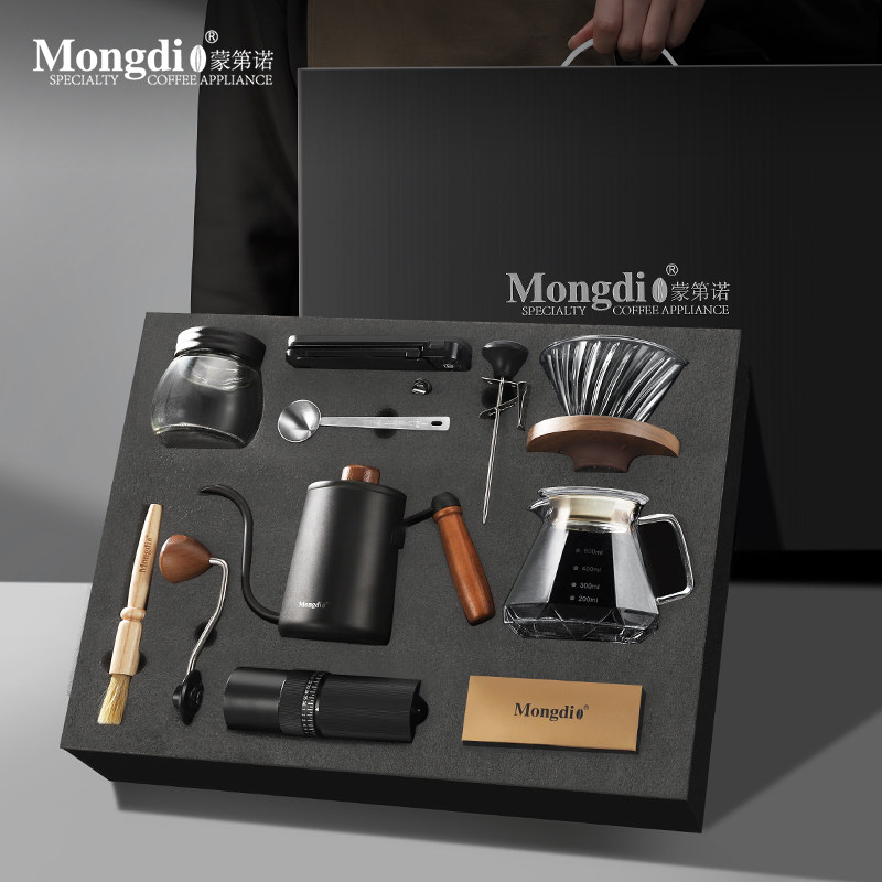 Mongdio手冲咖啡壶礼盒套组手磨咖啡机手摇咖啡研磨机手冲壶全套