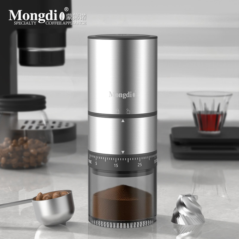 Mongdio电动磨豆机咖啡豆研磨机可携式CNC咖啡研磨器手摇咖啡磨豆