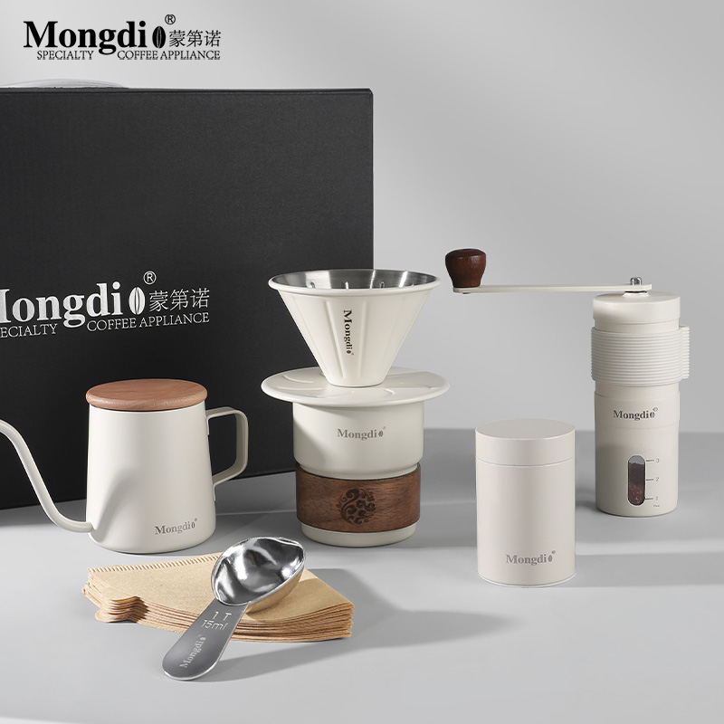Mongdio手冲咖啡壶礼盒套组可携式手磨咖啡机户外露营咖啡装备器