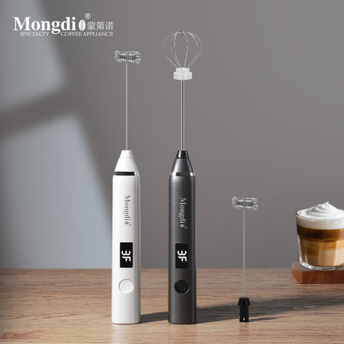 Mongdio咖啡打泡器奶泡打发器数显手持搅拌器电动搅拌棒打奶泡机