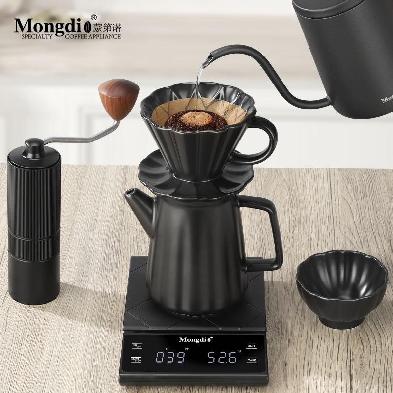 Mongdio花瓣手冲咖啡壶套装家用陶瓷滤杯过滤器分享壶咖啡器具