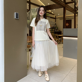 已出大货2025夏季有机棉前片方块印花，女装T恤，慧峰