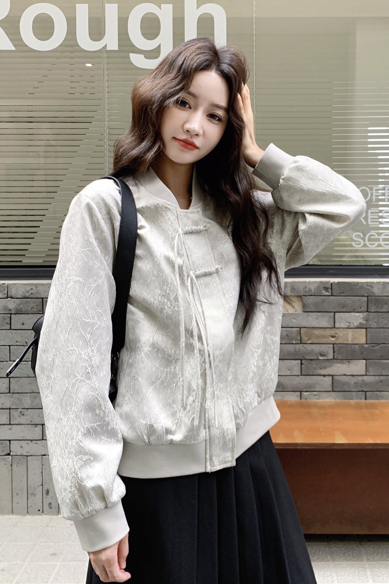 设计感新中式印花棒球服上衣女2025秋季日系氛围感休闲显瘦短外套,女装短外套,慧峰