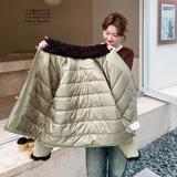 韩系羊羔毛拼接短款外套女休闲毛领派克服显瘦加厚羽绒服外套，女装短外套，慧峰