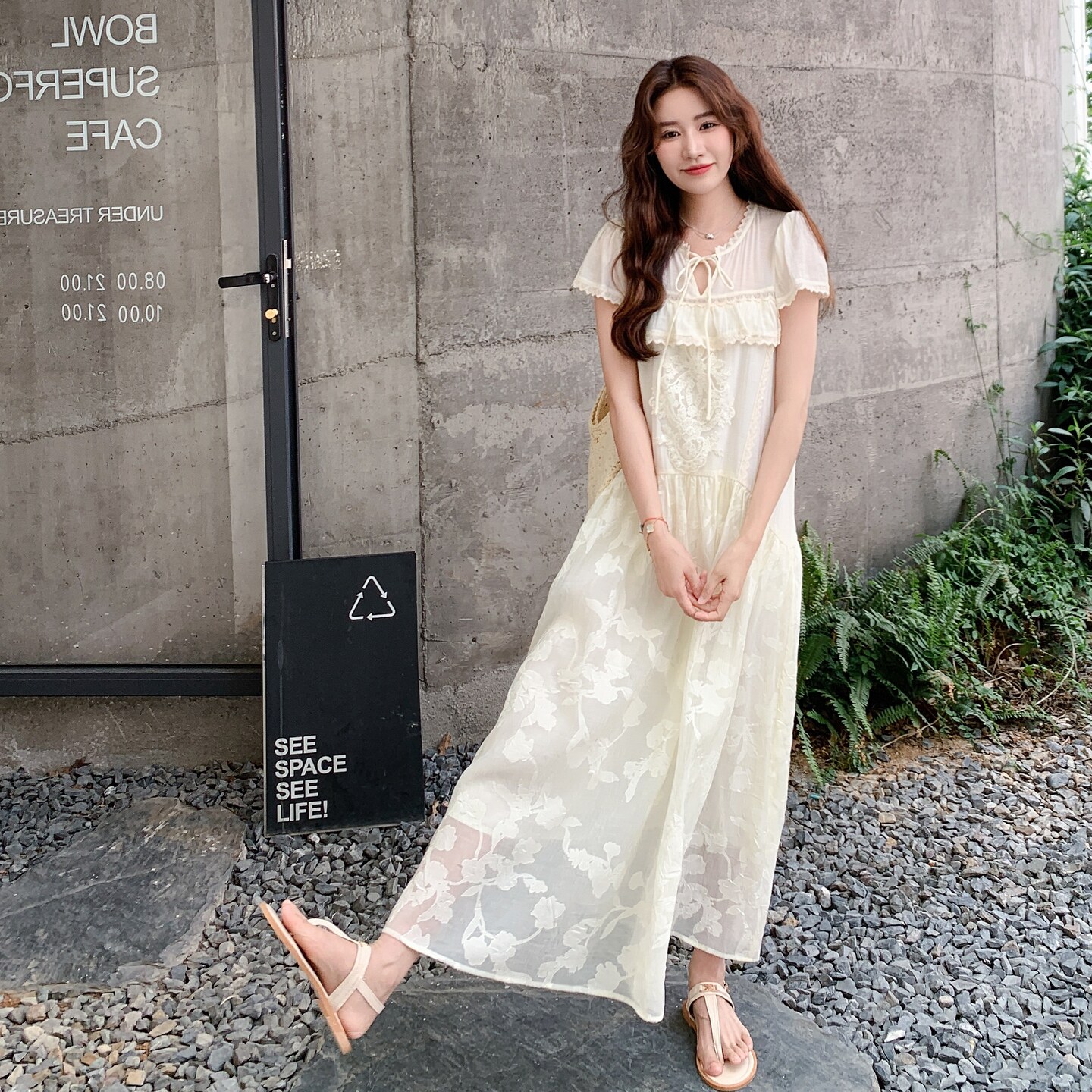 温柔系白月光法式连衣裙女夏季2025新款法式浪漫度假风蕾丝长裙子,女装连衣裙,慧峰