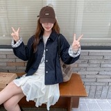 休闲格纹拼接翻领短外套女春秋2025新款小个子夹克上衣爆款高级感，女装短外套，慧峰