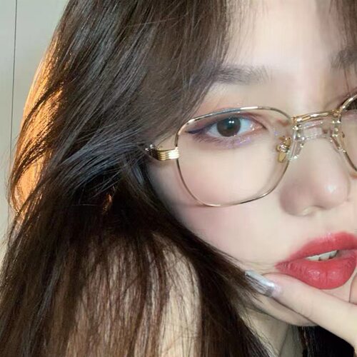 方形框金丝边网红装饰眼镜女近视有度数防蓝光韩版ins素颜纯欲风