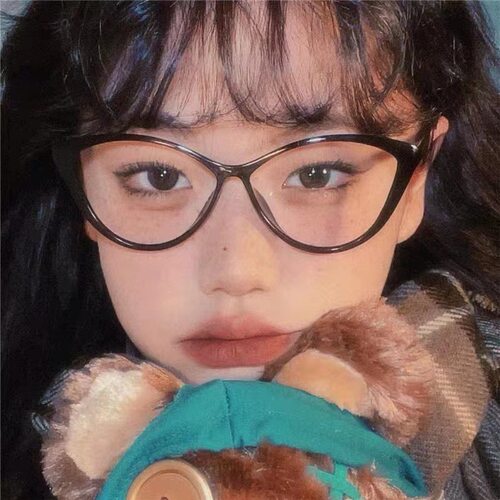 欧美黑粗框猫眼平光镜圆脸显瘦防蓝光可配近视有度数眼镜女潮ins