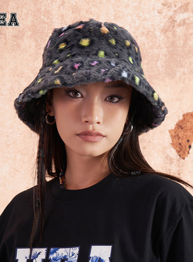 HEA 国潮醒狮新款渔夫帽趣味波点休闲日常出行百搭情侣同款帽子