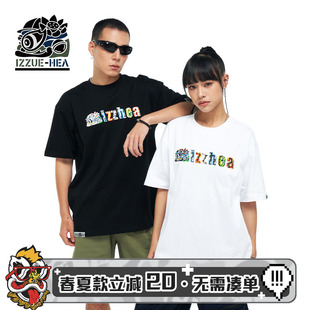 落肩袖 HEA 宽松上衣 2025秋季 T恤男女同款 IZZUE国潮简约圆领短袖
