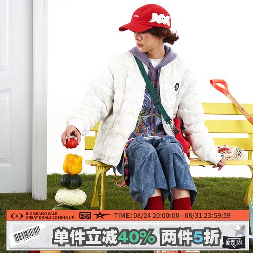 HEA x i.t izzue联名醒狮满印开衫拉链棉服外套2025秋冬新款棉衣