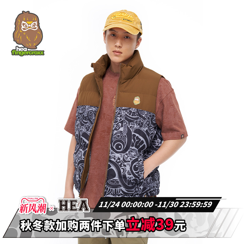 国潮醒狮马甲外套男秋冬外穿