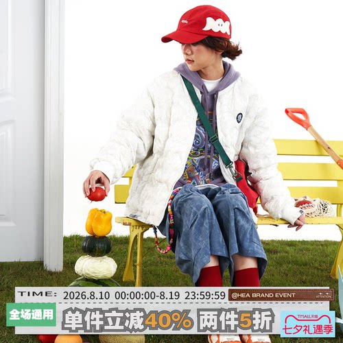 HEA x i.t izzue联名醒狮满印开衫拉链棉服外套2025秋冬新款棉衣